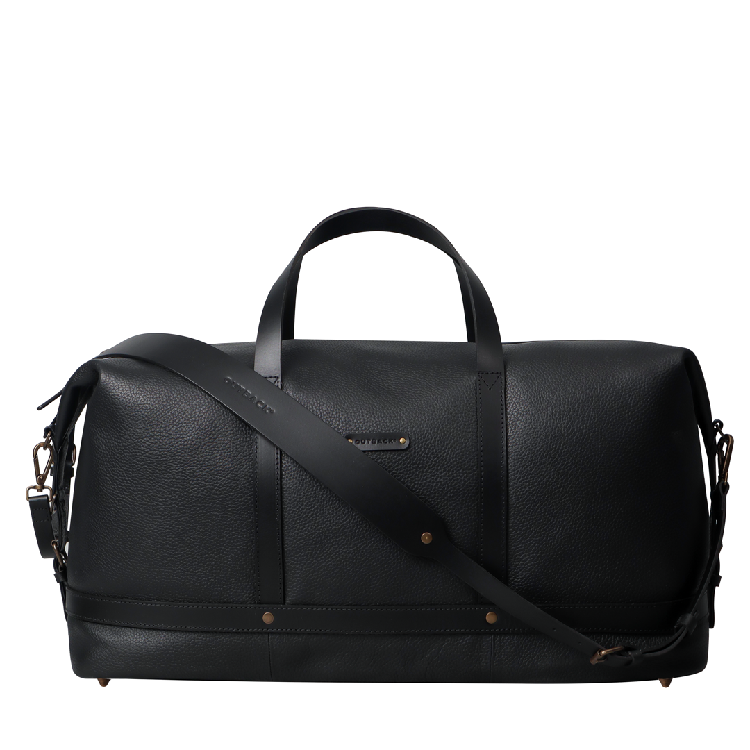 black leather travel bag