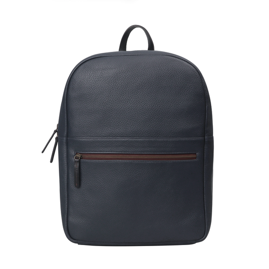 Navy Leather Backpack for Men