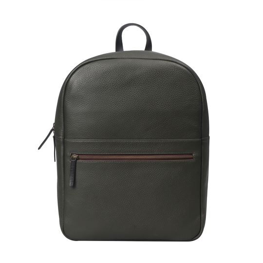 Green leather backpack