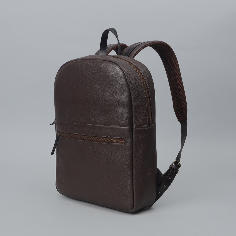 Brown leather laptop backpack