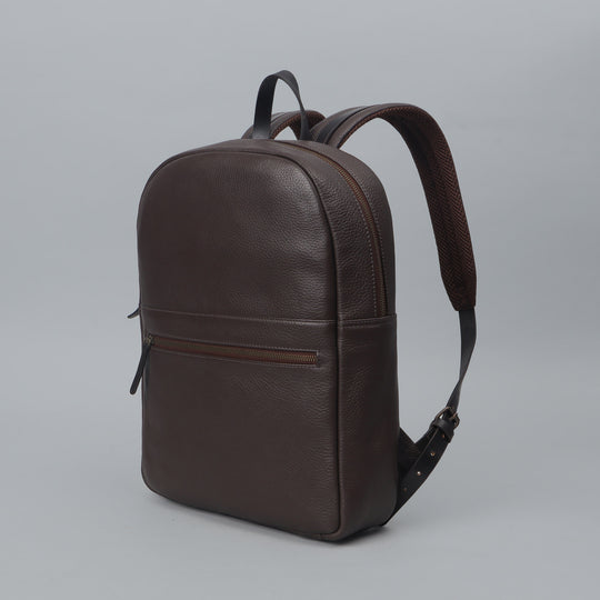 Brown leather laptop backpack