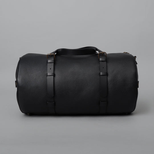 Black leather gym bag for men