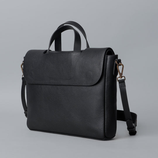 Black leather briefcase for men