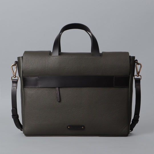Green leather office briefcase