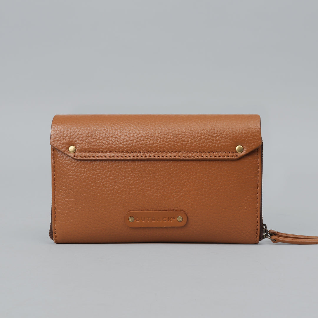 Tan Free Monogramming Leather Wallet