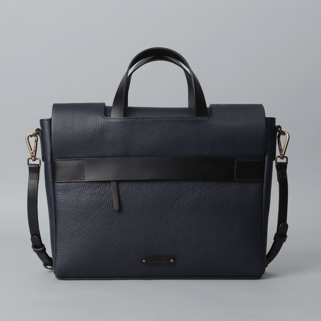 Navy Leather briefcase for men