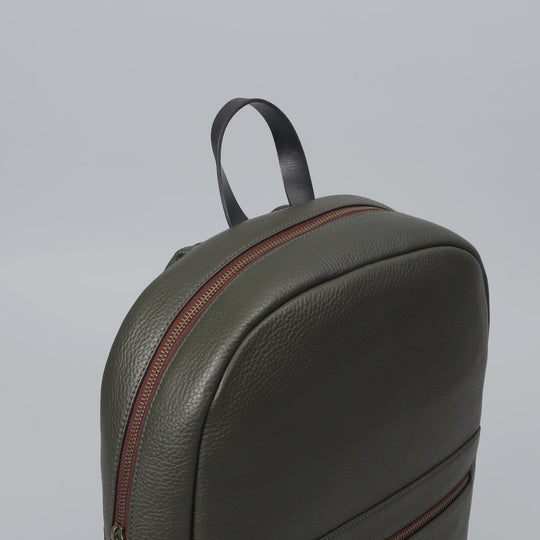 Green leather backpack bag