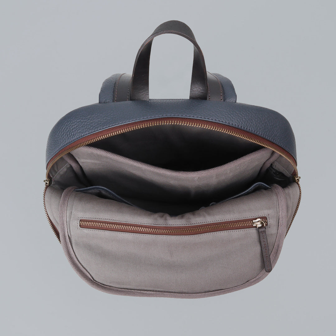 Navy leather backpack for mens