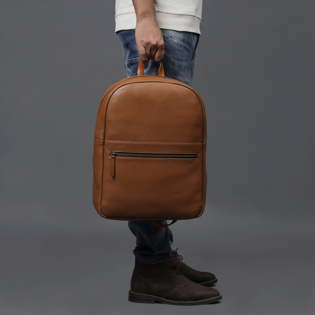 Tan lethaer laptop backpack