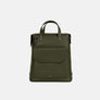 Austin convertible bag in olive full-grain leather, seen from the front with its top handles