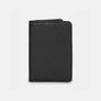 Business cards wallet in black full-grain leather, closed, standing upright