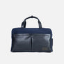 City hybrid bag in navy blue canvas with leather trim, two pockets on the front