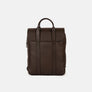 Chief backpack in brown full-grain leather, seen from the front with the flap closed