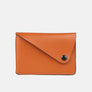 Heritage card wallet in tan leather, envelope flap closed with a press stud