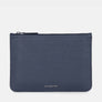 Form storage case in navy full-grain leather, zipped shut