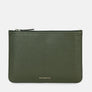 Form storage case in olive full-grain leather, zipped shut