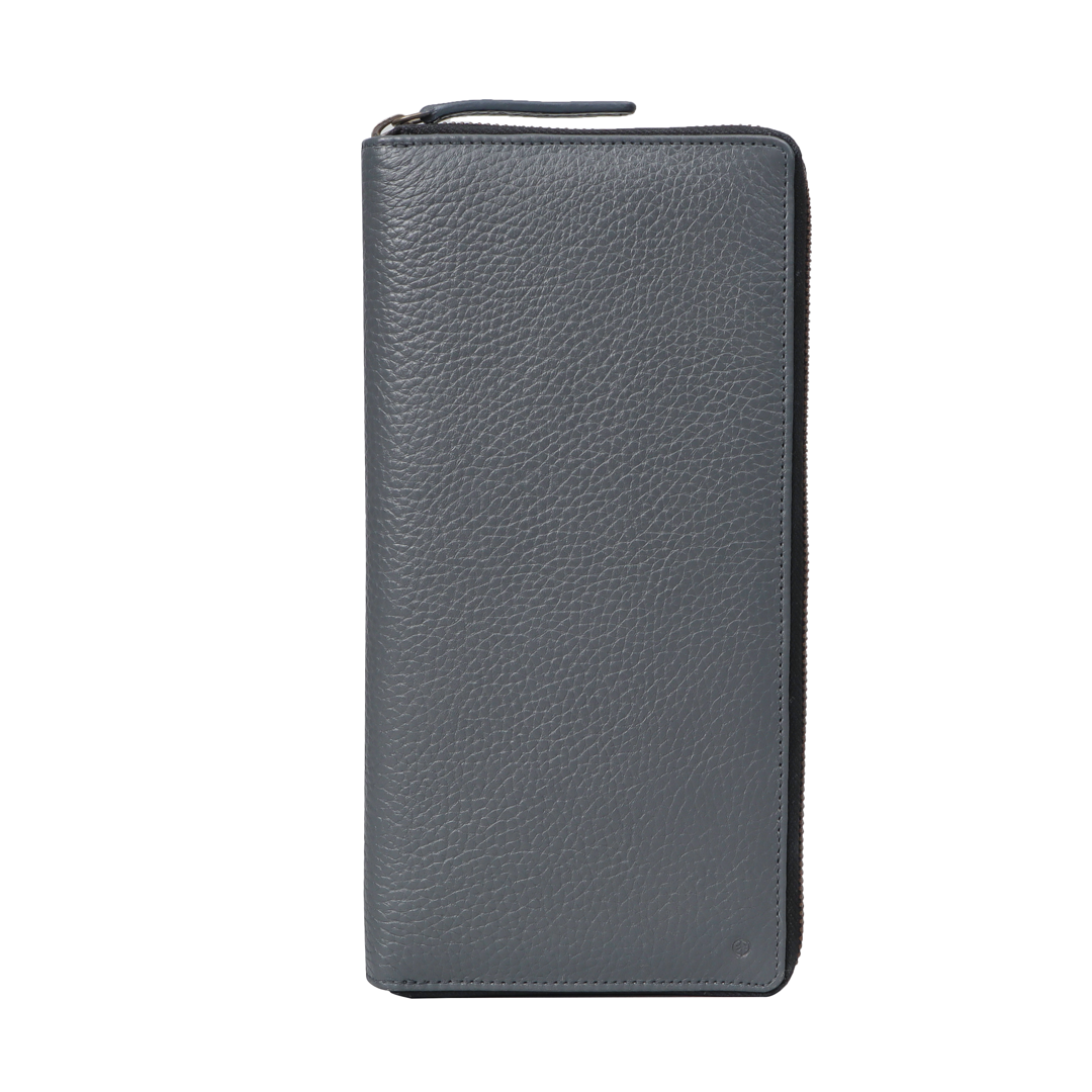 Charcoal Cheque Book Leather Wallet