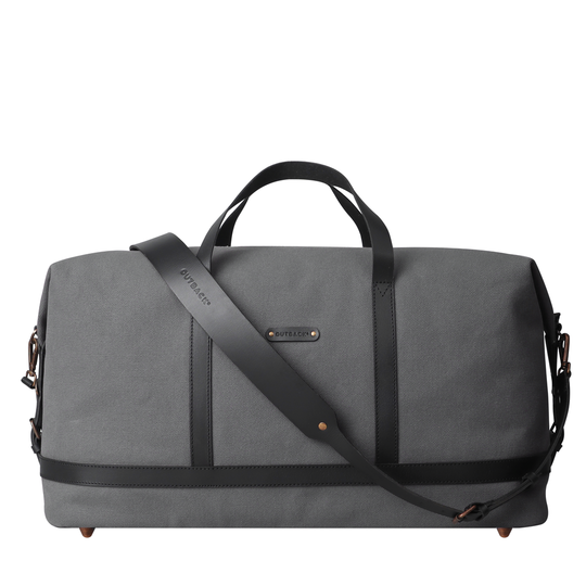 grey canvas travel bag
