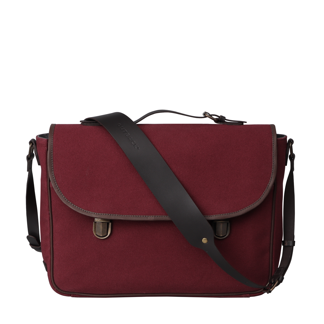 maroon canvas briefcase