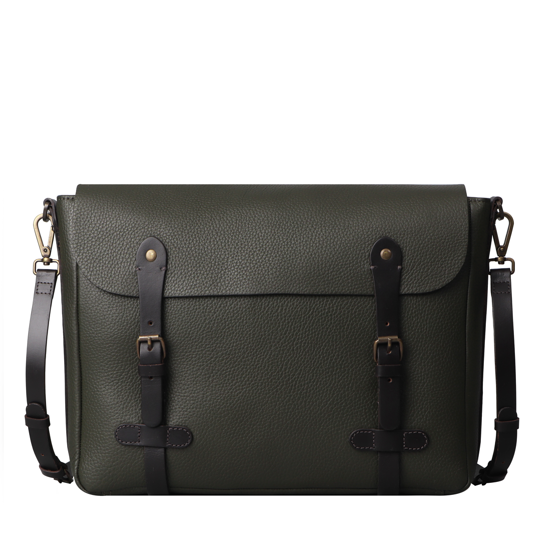green leather bags
