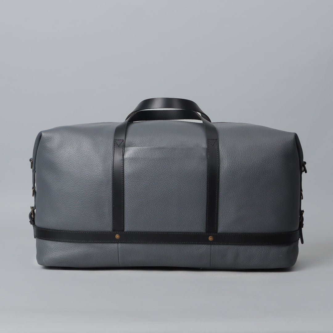 Grey leather travel bag for boys