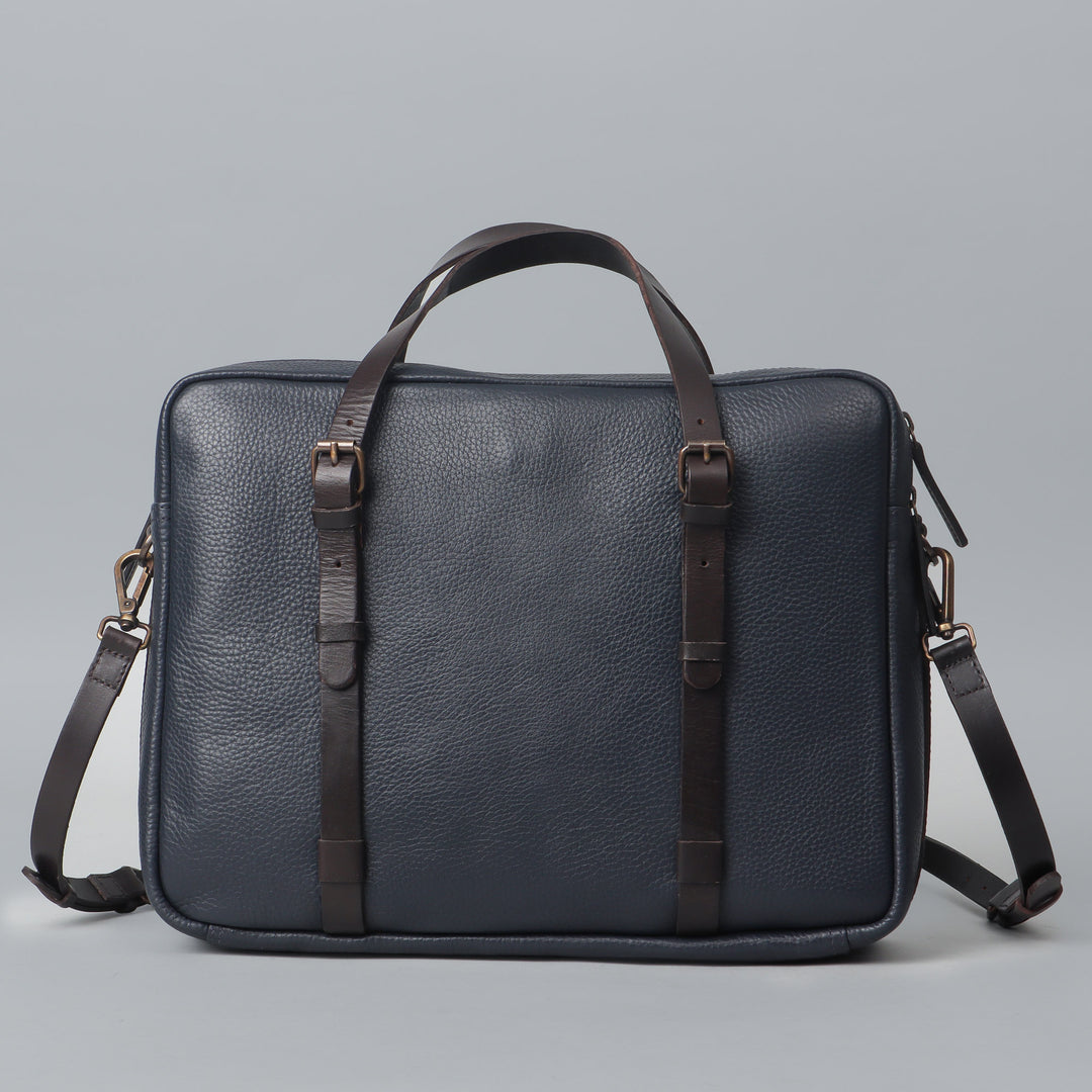 navy leather Office briefcase 