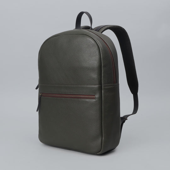Green Leather backpack for men