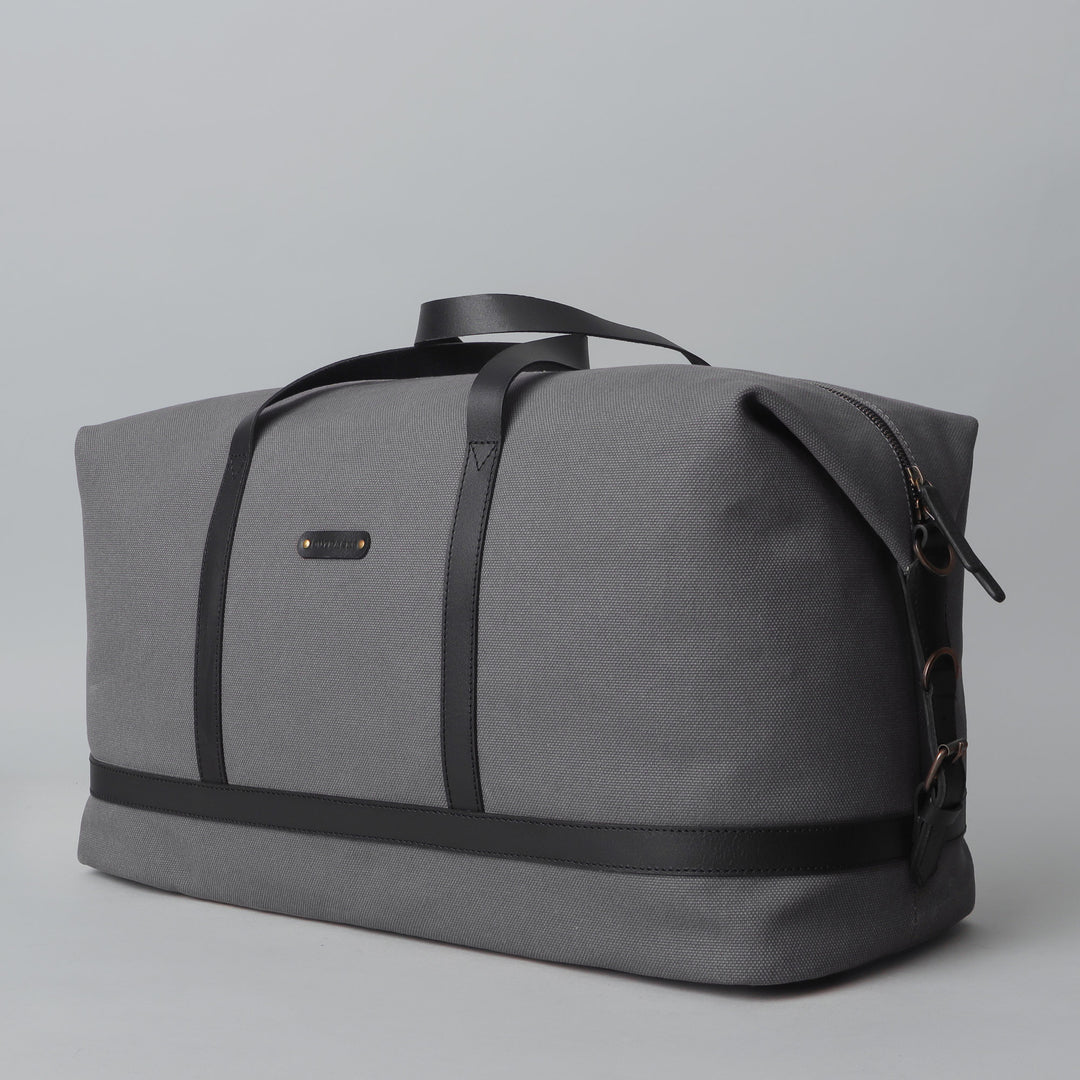 grey canvas travel bag for men