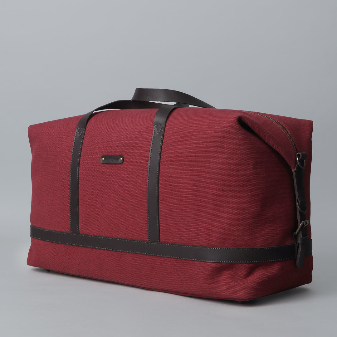 maroon canvas travel bag for men