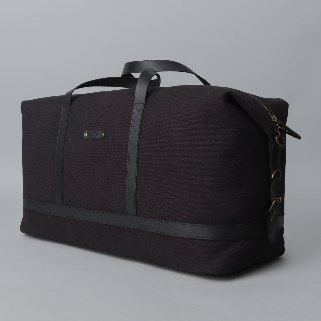 Black canvas travel bag for men