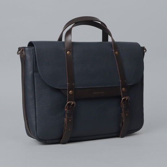 dark blue oslo leather briefcase