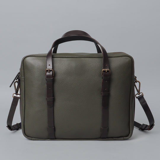 Green leather laptop briefcase