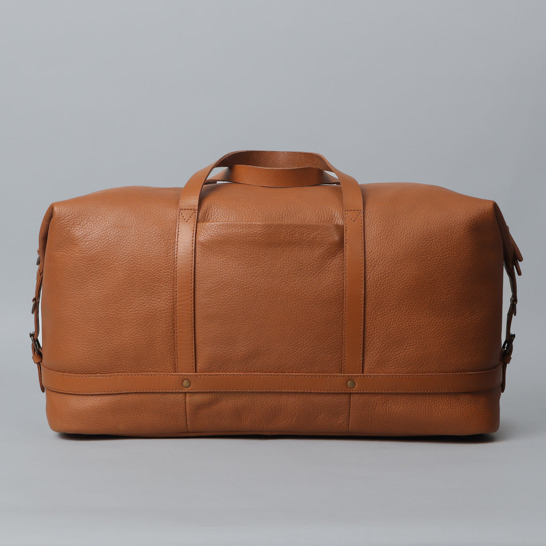 tan leather travel bag for women