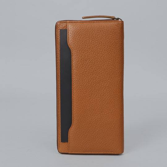 Tan Cheque book leather wallet
