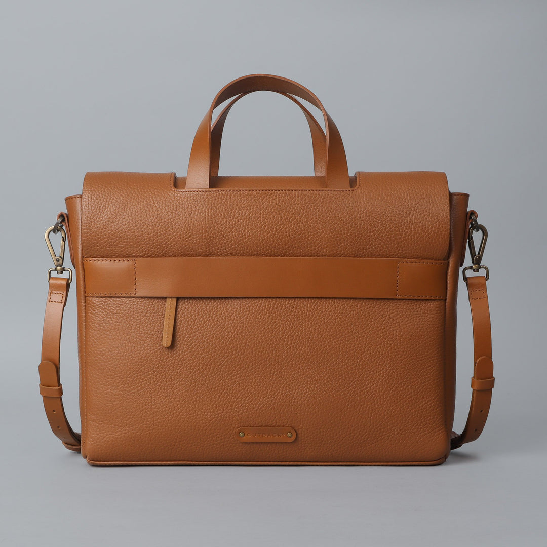 tan leather office briefcase