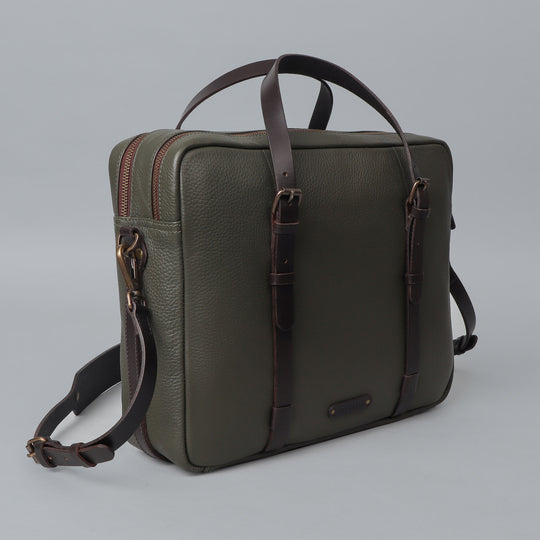 Green Leather briefcase for men