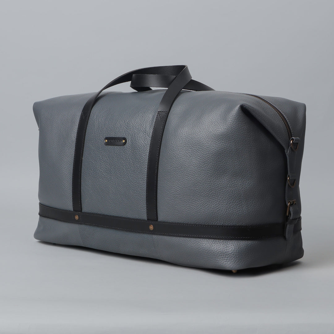 Grey leather travel bag for women
