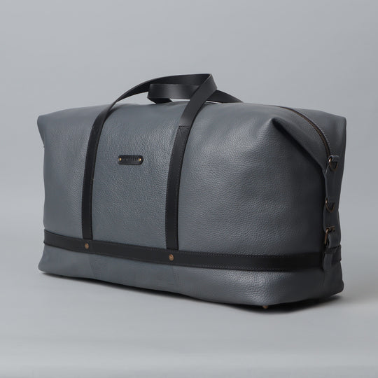 Grey leather travel bag for women