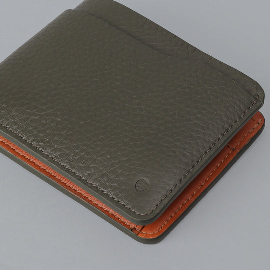 Green leather wallet with card holder