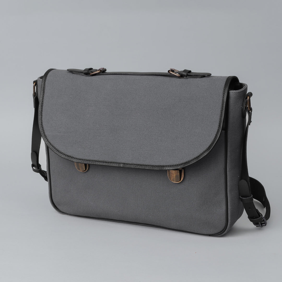 Grey canvas briefcase for men