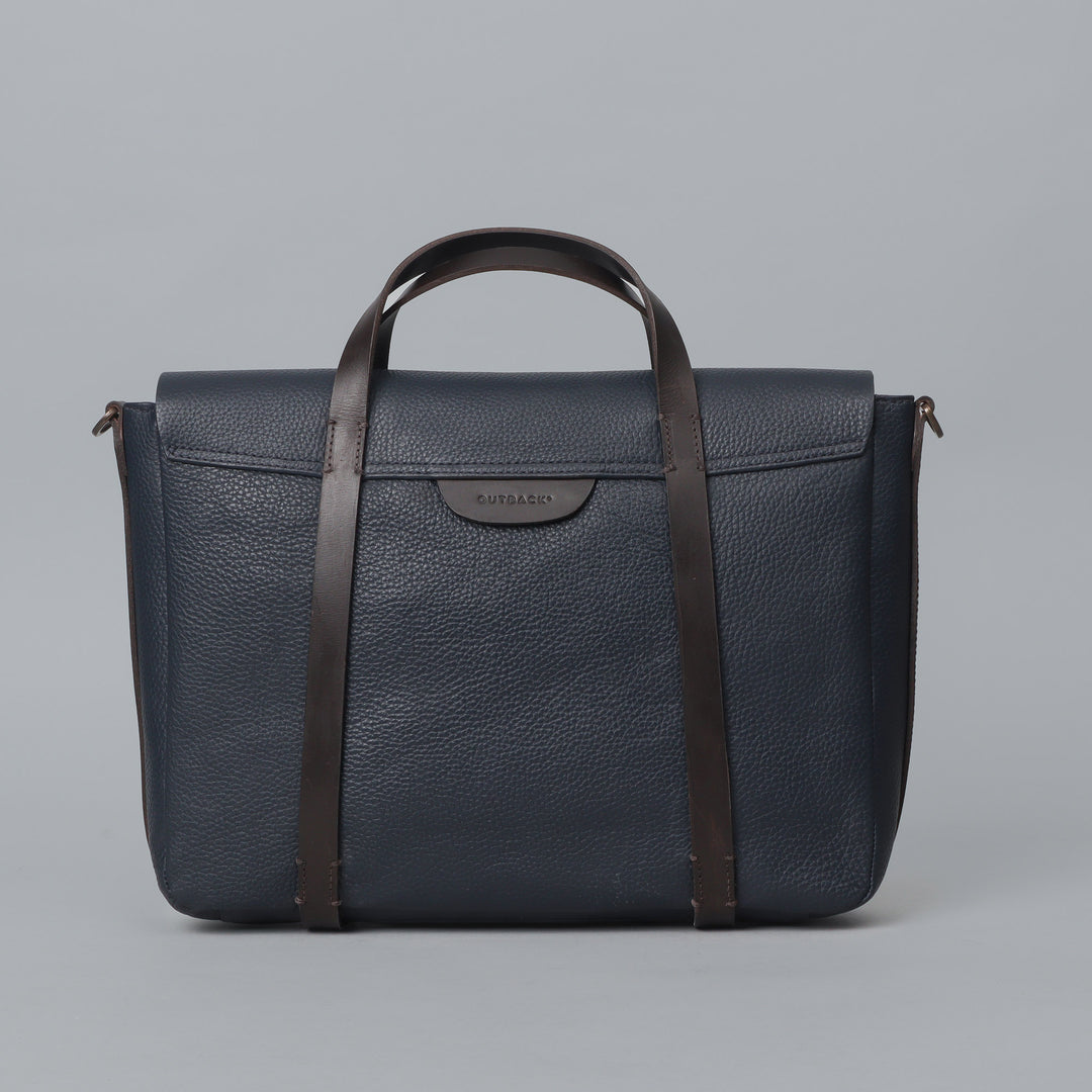                                                              Oslo dark blue Leather briefcase                                                                 