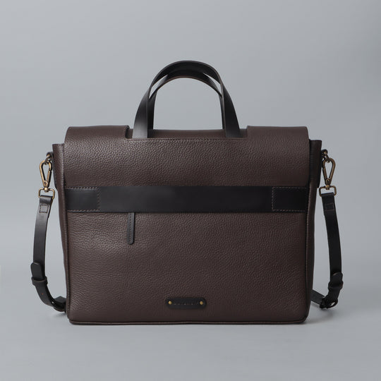 Brown leather briefcase fir women