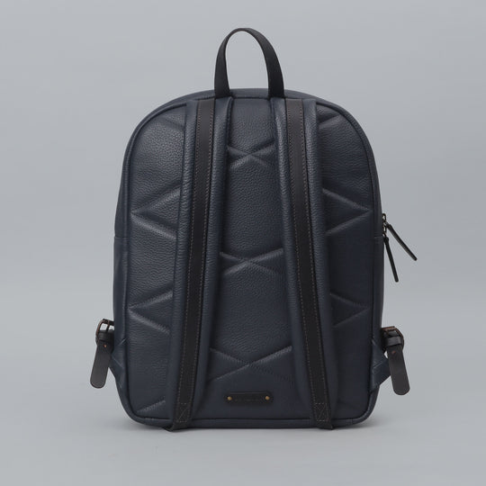 Navy leather backpack for men