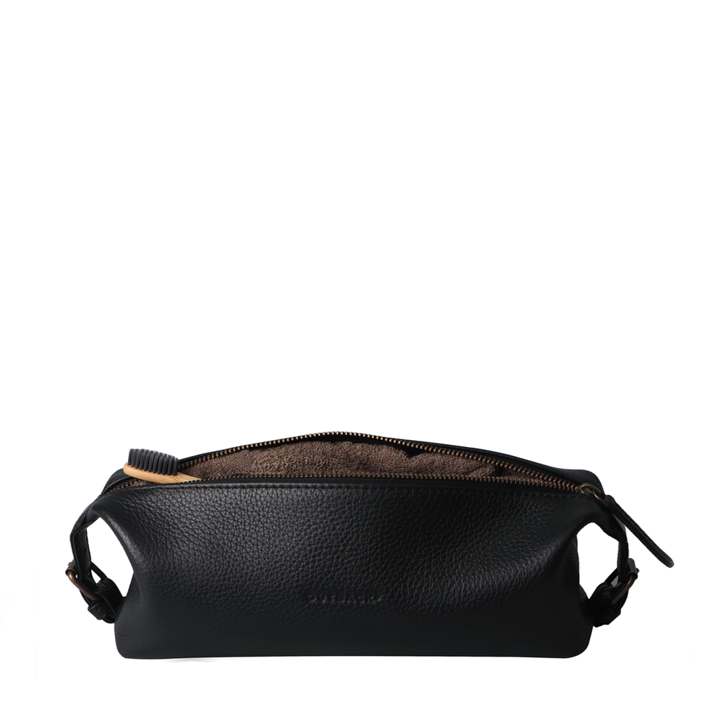 Black Leather Toilet Bag