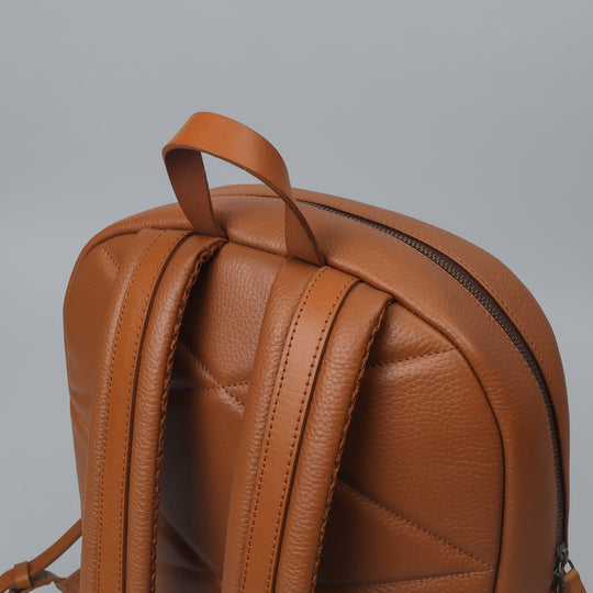 Tan leather laptop backpack for women