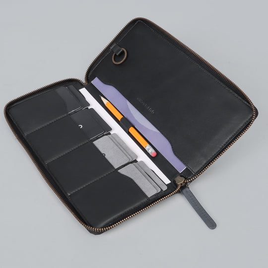 Black cheque Book Leather wallet.