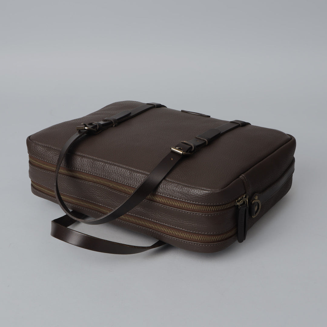 Stylish brown leather briefcase for men