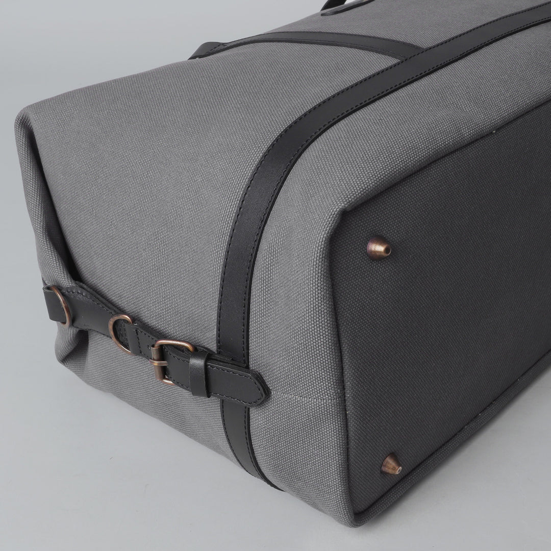 grey canvas large travel bag