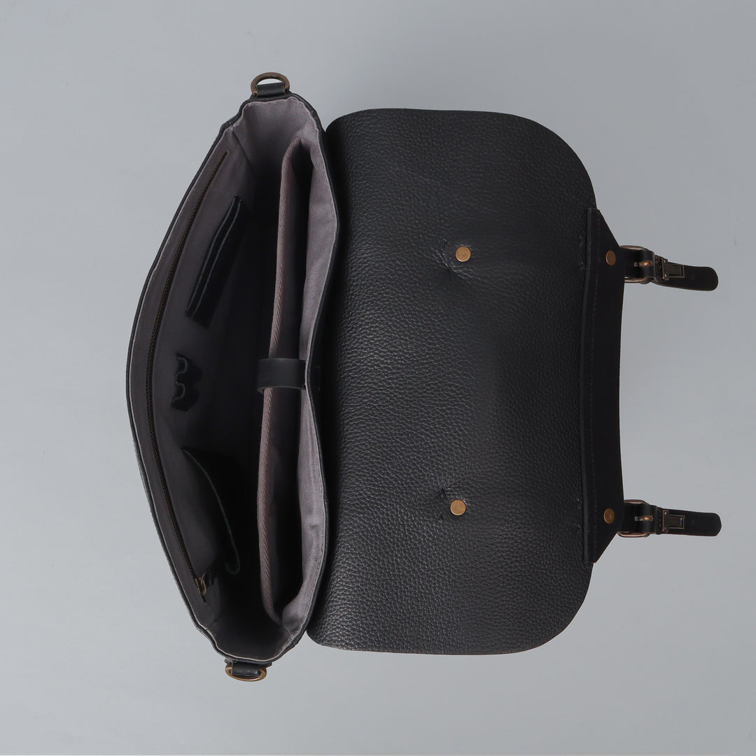 black premium leather briefcase 