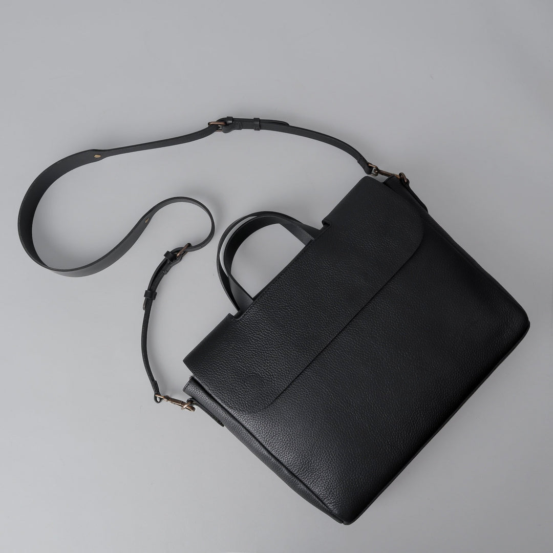 black leather briefcase for documents